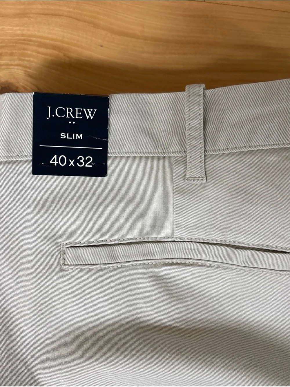 NEW J. Crew Men's Slim Fit, Flat Front Chinos in Stone Size 40X32 Classic